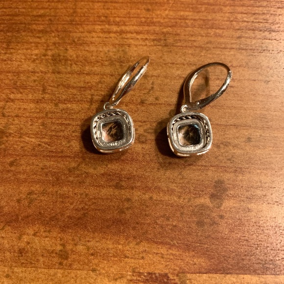 NWOT Silver Earrings w/t Light Blue Square Stone - Picture 5 of 6